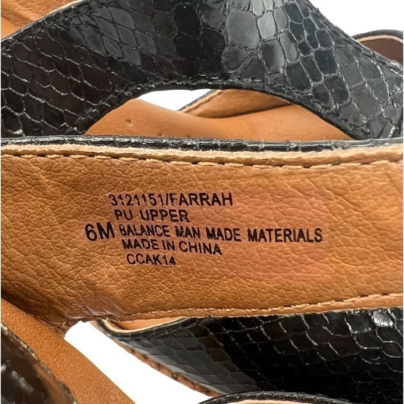 Euro Soft By Sofft Black Patent Farrah Cork Wedge Sandals Size 6 Women’s - Picture 4 of 9